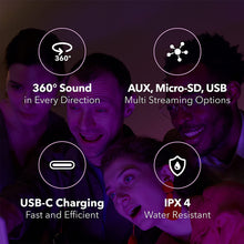 Cargar imagen en el visor de la galería, Wireless Speakers KNZ MOZARTO GLOW S (QTY 5) Bluetooth 5.3 Speaker with Dynamic RGB Lightshow, 10W, True Wireless Mode, AUX/microSD/USB Streaming, Built-in Microphone, USB-C Charging (Black) 5 PACK - KNZ Technology
